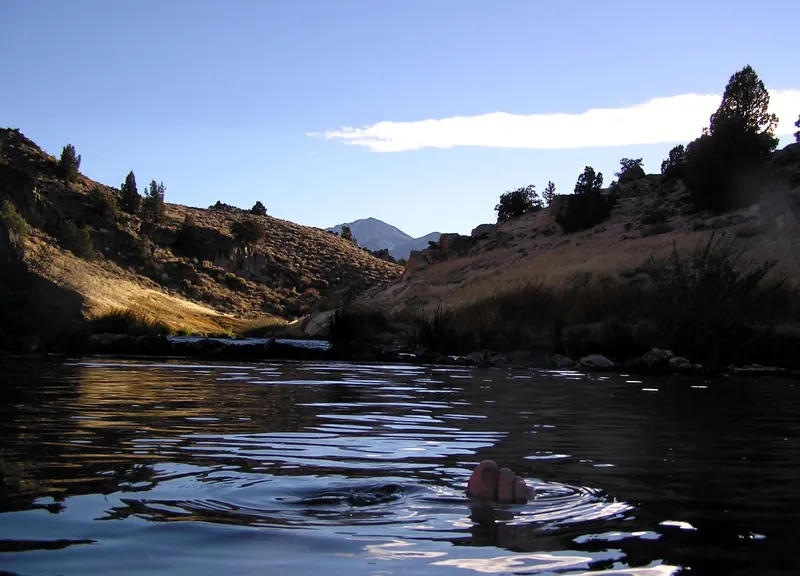 Hot Creek steaming in the Eastern Sierra