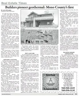 A newspaper article on the chalet's geothermal heating