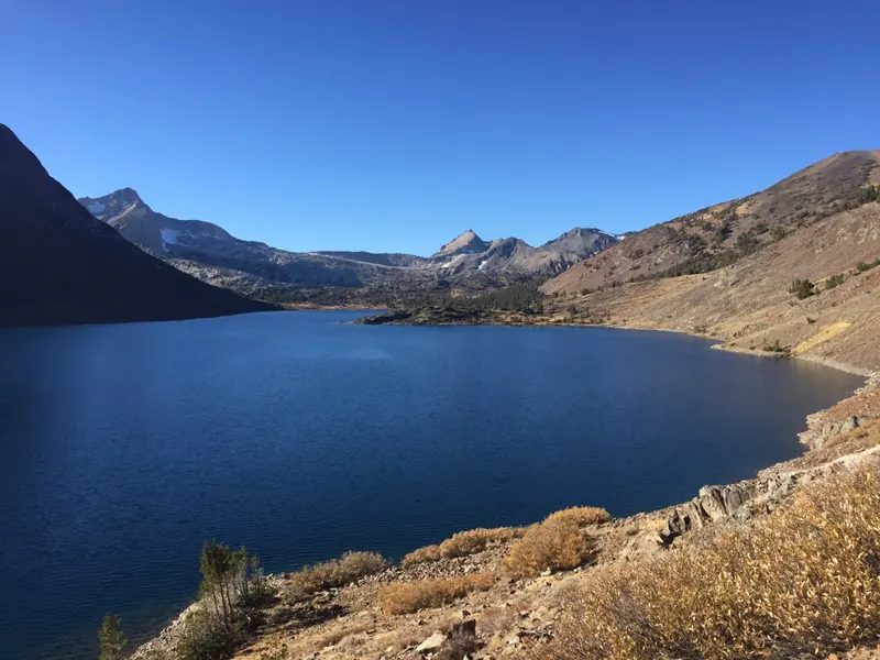 Saddlebag Lake, just outside Tioga Pass, under a clear fall sky